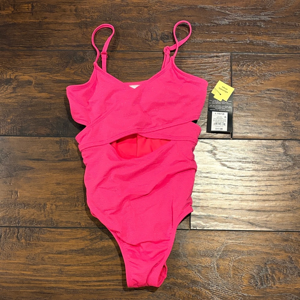 Art Class Vibrant Pink with Shimmer Kids One Piece Swimsuit